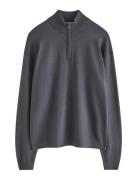Sweater Fineknit Halfzip Tops Knitwear Pullovers Grey Lindex