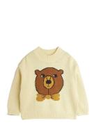 Bear Intarsia Knit Sweater Tops Knitwear Pullovers Yellow Mini Rodini