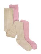 2-Pack Stockings W. Pattern Sukkahousut Pink Minymo