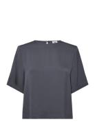 Leonie Satin Tee Tops T-shirts & Tops Short-sleeved Grey Twist & Tango