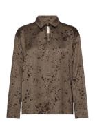 Sheenapw Bl Tops Blouses Long-sleeved Brown Part Two