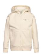 Jr Bowman Logo Zip Hood Tops Sweat-shirts & Hoodies Hoodies Cream Sail...
