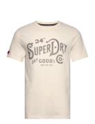 Heritage Brand Relaxed Tee Tops T-shirts Short-sleeved Cream Superdry