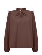 Sc-Netti Tops Shirts Long-sleeved Brown Soyaconcept