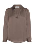 Rwmessina Ls Regular Shirt Tops Blouses Long-sleeved Brown Rosemunde