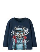 Nmmolly Ls Nreg Top Box Tops T-shirts Long-sleeved T-shirts Navy Name ...