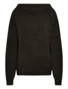 Off Shoulder Sweater Tops Knitwear Jumpers Brown Weekday