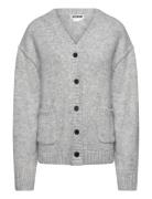 Loose Fit Knitted V-Neck Cardigan Tops Knitwear Cardigans Grey Weekday