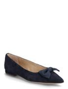 Londyn Bow-Trim Suede Ballet Flat Ballerinat Navy Lauren Ralph Lauren