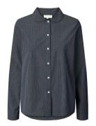 Petra Shirt - Cotton Tops Shirts Long-sleeved Navy STUDIO FEDER