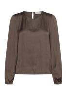 Rwmessina Ls Regular Blouse Tops Blouses Long-sleeved Brown Rosemunde
