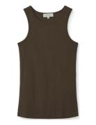 Irene Top - Cotton Tops T-shirts & Tops Sleeveless Brown STUDIO FEDER