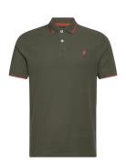 River Reg Cot Pq Mcs M Polo Tops Polos Short-sleeved Khaki Green MCS
