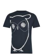 Big Owl Print Tee - Gots/Vegan Tops T-shirts Short-sleeved Navy Knowle...