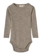 Wool Silk Body L/S Lucca Bodies Long-sleeved Khaki Green Wheat