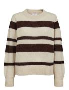 Nuriette Wide Stripe Pullover Tops Knitwear Jumpers Beige Nümph