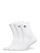 3-Pack Embroidered Crew Socks Lingerie Socks Regular Socks White Monki