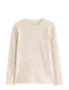 Top Merino Wool Aop Tops T-shirts Long-sleeved T-shirts Cream Lindex