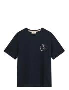 Akvillads Espresso Print S/S Tee Tops T-shirts Short-sleeved Navy Aner...