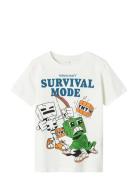 Nkmsaba Minecraft Ss Nreg Top Bfu Tops T-shirts Short-sleeved White Na...