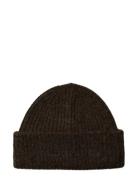 Slflulu Wool Blend Knit Beanie Noos Accessories Headwear Beanies Brown...