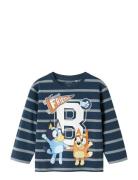 Nmmsulli Bluey Ls Nreg Top Sky Tops T-shirts Long-sleeved T-shirts Nav...