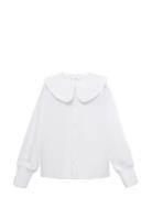 Double Baby-Collar Shirt Tops Shirts Long-sleeved Shirts White Mango