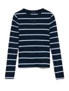 Tjw Slim Essential Rib Ls Tops T-shirts & Tops Long-sleeved Navy Tommy...