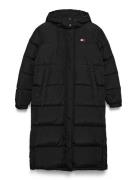 Tjw Alaska Long Puffer Ext Topattu Pitkä Takki Black Tommy Jeans
