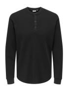 Onstobie Reg Ls Henley Tee Noos Tops T-shirts Long-sleeved Black ONLY ...
