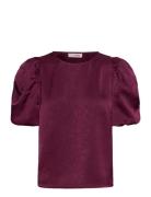Sinda Blouse Tops T-shirts & Tops Short-sleeved Burgundy A-View