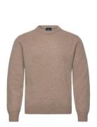 Lambswool Crew Tops Knitwear Round Necks Beige Hackett London