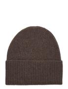 Fold Rib Cap Accessories Headwear Beanies Brown Davida Cashmere