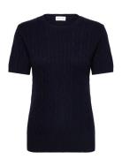 T-Shirt Cable Tops T-shirts & Tops Short-sleeved Navy Davida Cashmere