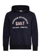 Printed Graphic Hoodie Tops Sweat-shirts & Hoodies Hoodies Navy GANT