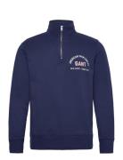 Printed Graphic Half Zip Tops Sweat-shirts & Hoodies Sweat-shirts Navy...