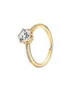 Crown 14K Gold-Plated Ring With Clear Cubic Zirconia Sormus Korut Gold...