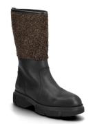 Cph563 Leather Mix Teddy Black/Brown Shoes Boots Ankle Boots Ankle Boo...