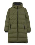 Leia Coat Topattu Pitkä Takki Khaki Green Tretorn