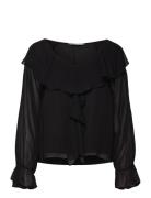 Leiana Blouse Tops Blouses Long-sleeved Black Noella