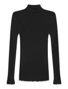 Rwbeatha Silk Ls Rollneck T-Shirt Tops Knitwear Turtleneck Black Rosem...