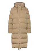 Arctic Puffer Parka W Topattu Pitkä Takki Beige Tretorn
