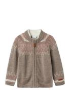 Nmfwriss Wool Ls Knit Card Tops Knitwear Pullovers Brown Name It