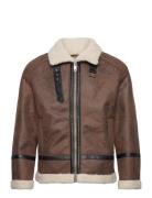Faux Shearling Jacket Nahkatakki Brown Lindbergh