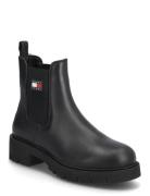 Tjw Chelsea Leather Boot Chelsea-saappaat Bootsit Black Tommy Hilfiger