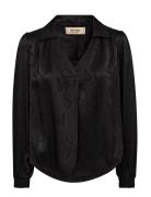 Mmaldo Monogram Blouse Tops Shirts Long-sleeved Black MOS MOSH