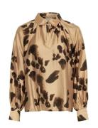 Mschnilla Romina Top Aop Tops Shirts Long-sleeved Beige MSCH Copenhage...