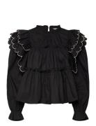 Objhope L/S Top Div Tops Blouses Long-sleeved Black Object