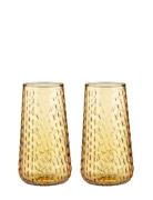 Syksy Flute Glass 2 Pcs Home Tableware Glass Drinking Glass Yellow Mar...