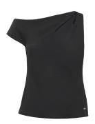 Crepe Shoulder Top Tops T-shirts & Tops Sleeveless Black Calvin Klein